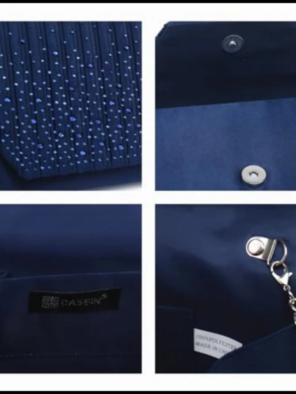 Envelope Clutch Evening Bag Pleated Flap Detachable Chain Strap